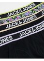 Jack & Jones - Confezione da 3 boxer aderenti neri e a fiori-Nero