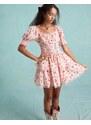 Miss Selfridge - Vestito corsetto corto a balze rosa a fiori