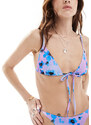 Weekday - River - Slip bikini con stampa a fiori e allacciatura laterale - In esclusiva per ASOS-Rosa