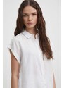 United Colors of Benetton camicia di lino colore bianco
