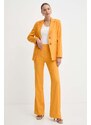 Marella pantaloni in lino colore arancione 2413131132200