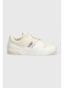 Tommy Hilfiger sneakers in pelle SUEDE STRIPES BASKET LO colore beige FW0FW07811