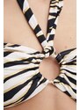 MICHAEL Michael Kors top bikini LOGO RING HALTER BRA colore nero MM9P680