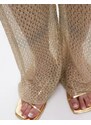 Topshop - Pantaloni in maglia metallizzata oro