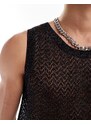 ASOS DESIGN - Canotta nera in maglia metallizzata a rete in coordinato-Multicolore