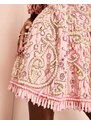 ASOS LUXE - Vestito corto cargo rosa con perline e maniche a sbuffo