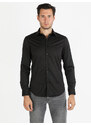 Y.Two Camicia Da Uomo Slim Fit a Maniche Lunghe Classiche Nero Taglia L