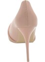 Malu Shoes Decollete scarpa donna a punta in pelle beige nude con nodo in rilievo tacco sottile 12 cm elegante evento cerimonia