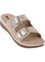 Inblu Ciabatte Donna Doppia Fascia Con Fibbie Oro Taglia 35
