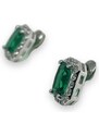 Orecchini iGold con punto luce rettangolare verde Oro Bianco 375 9KT