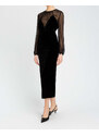 TWINSET Abito lungo velvet nero