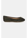 Lauren Ralph Lauren ballerine in pelle scamosciata Jayna Driver colore verde 802951376003