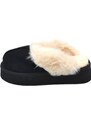 Malu Shoes Ciabatta pantofola donna platform nero con interno di pelliccia bianco senza chiusura comoda fondo alto 4,5 cm
