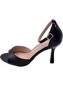 Malu Shoes Sandali donna basic nero con tacco a spillo 9 cm cinturino alla caviglia fascia larga comoda