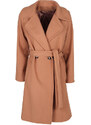 Solada Cappotto Donna Con Cintura e Bottoni a Doppiopetto Classici Marrone Taglia Unica