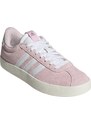Sneakers da donna in pelle effetto scamosciato rosa e bianche adidas VL Court 3.0