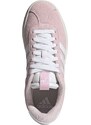 Sneakers da donna in pelle effetto scamosciato rosa e bianche adidas VL Court 3.0