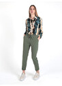Frenetika Pantaloni Donna Con Risvolto Finale e Laccetti Casual Verde Taglia L