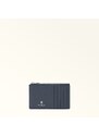 Furla Camelia Porta Carte Di Credito M Denim Blu Pelle Di Vitello Granata Donna