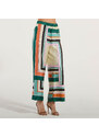 Maxmara pantalone in pura seta multicolor