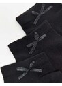 ASOS DESIGN - Confezione da 5 calzini sportivi neri con fiocco sul retro-Nero