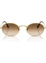 Ray - Ban Unisex Ray - Ban RB3547 OVAL 001/51 Occhiali da sole Metallo Oro Marrone Rotonda Normale Sfumato