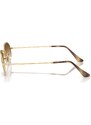 Ray - Ban Unisex Ray - Ban RB3547 OVAL 001/51 Occhiali da sole Metallo Oro Marrone Rotonda Normale Sfumato