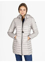 Mont Rose Giubbotto Lungo Da Donna Con Cappuccio e Zip - Beige Piumini Invernali Taglia 3xl