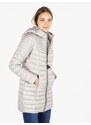 Mont Rose Giubbotto Lungo Da Donna Con Cappuccio e Zip - Beige Piumini Invernali Taglia 3xl