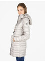 Mont Rose Giubbotto Lungo Da Donna Con Cappuccio e Zip - Beige Piumini Invernali Taglia 3xl