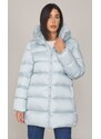 PIUMINO LUNGO ADD SVASATO CON COLLO CAPPUCCIO AVVOLGENTE, Colore Celeste