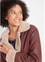 bonprix Giacca in similpelle foderata, Marrone