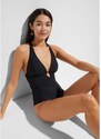 bonprix Costume intero con scollatura profonda a V, Nero