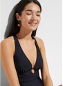bonprix Costume intero con scollatura profonda a V, Nero