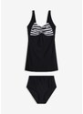 bonprix Tankini lungo con slip a vita alta (set 2 pezzi), Nero