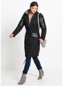 bonprix Parka lungo con similpelle, Nero, similpelle