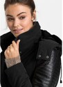 bonprix Parka lungo con similpelle, Nero, similpelle