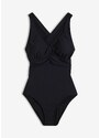 bonprix Costume intero con spalline incrociate ed effetto modellante leggero, Nero