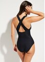 bonprix Costume intero con spalline incrociate ed effetto modellante leggero, Nero