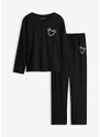 bonprix Pigiama in cotone morbido, Nero, 100% cotone