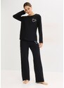 bonprix Pigiama in cotone morbido, Nero, 100% cotone