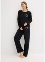 bonprix Pigiama in cotone morbido, Nero, 100% cotone